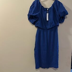 NWT, Trina Turk, Tatiana off shoulder dress, size S, admiral blue